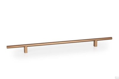 Tirador alargado para muebles Kumo 320 de aluminio cepillado color oro cava.
