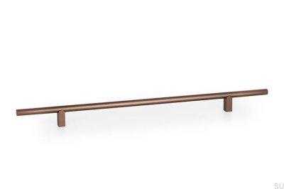 Tirador alargado para muebles Kumo 320 de aluminio cepillado marrón