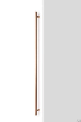Tirador de mueble alargado de doble cara Boto Big 1024 de aluminio cepillado color oro cava.