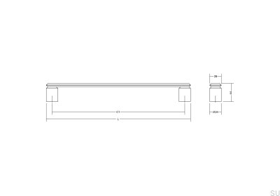 Tirador alargado de un solo lado para muebles Fase Big 320, aluminio, marrón, cepillado.