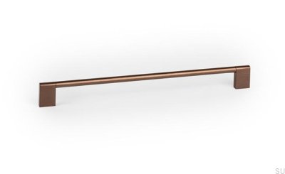 Tirador alargado para muebles Nexx 256 de aluminio marrón cepillado.
