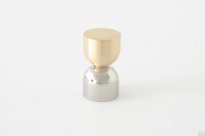 Tirador para muebles Kokeshi Mix 1832 de latón cepillado y acero inoxidable pulido