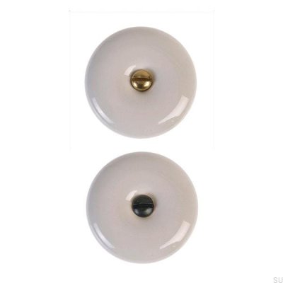 Pomo para mueble 5313 Porcelánico con dos tornillos, latón y negro