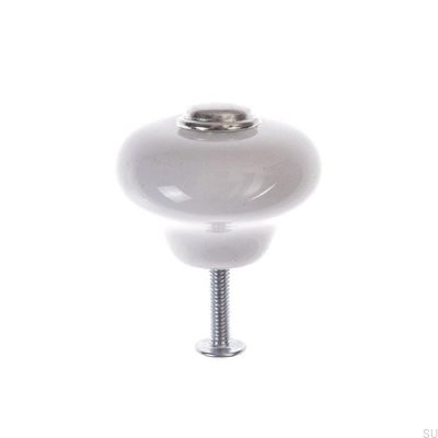 Pomo para mueble 5311 Porcelánico blanco con níquel pulido