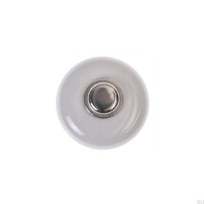 Pomo para mueble 5311 Porcelánico blanco con níquel pulido