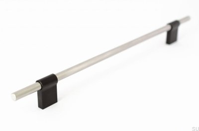 Tirador para mueble alargado Line Mix 224 Acero cepillado y negro