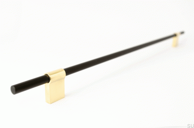 Tirador para mueble alargado Line Mix 342 Metal negro con latón pulido