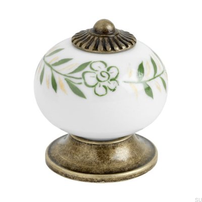 Pomo para mueble 8131 Porcelana oro envejecido