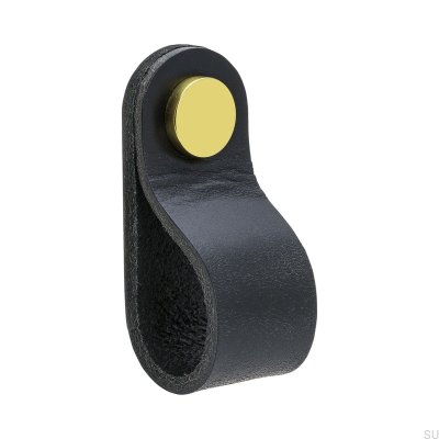 Pomo para mueble Loop Round 65, negro y dorado