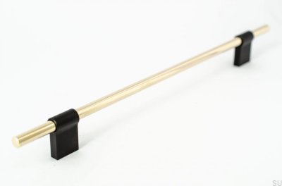 Tirador para mueble rectangular Line Mix 224 Latón pulido, sin pintar con negro