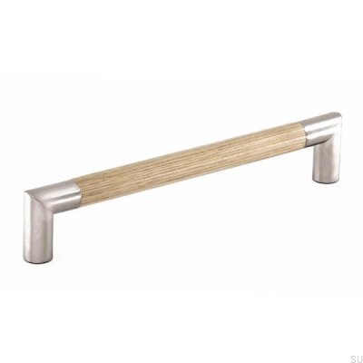 Tirador para mueble alargado 7623 192 Plata con madera de roble