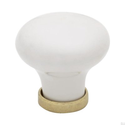 Pomo para mueble 24136 Porcelana latón blanco