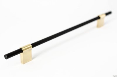 Tirador para mueble alargado Line Mix 224 Metal negro con latón pulido