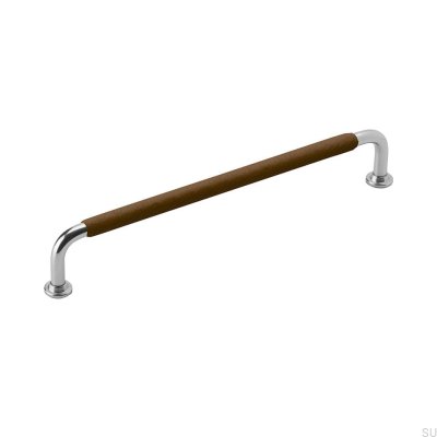 Tirador para mueble rectangular 1353192 Cuero marrón níquel