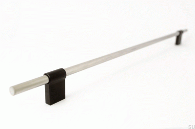 Tirador para mueble alargado Line Mix 342 Acero cepillado y negro