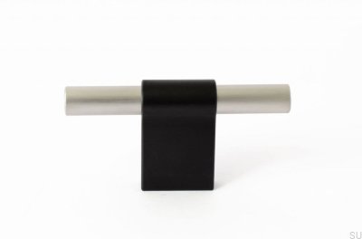 Pomo para mueble T-Bar Line Mix 60 Metal negro con acero cepillado