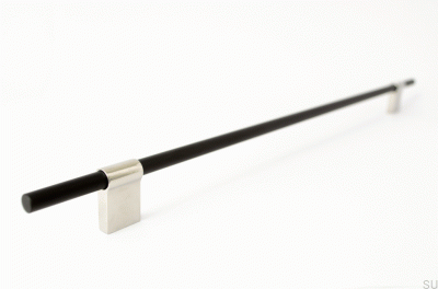 Tirador para mueble alargado Line Mix 342 Metal negro con acero pulido