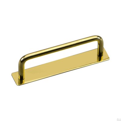 Tirador para mueble alargado con arandela Royal Deluxe 96, latón pulido