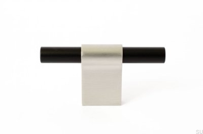 Pomo para mueble T-Bar Line Mix 60 Acero cepillado y negro