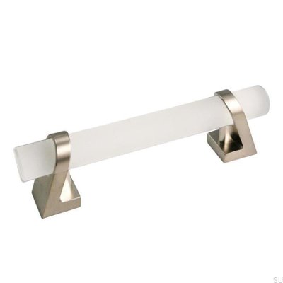 Tirador para mueble alargado Kristall 96 Cristal mate Níquel cepillado