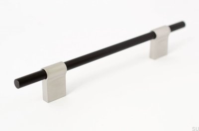 Tirador para mueble alargado Line Mix 128 Metal negro con acero cepillado