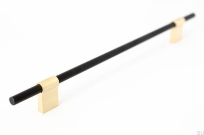 Line Mix 224 tirador para mueble rectangular Metal negro con latón cepillado