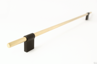 Tirador para mueble alargado Line Mix 342. Latón, cepillado sin barnizar con negro