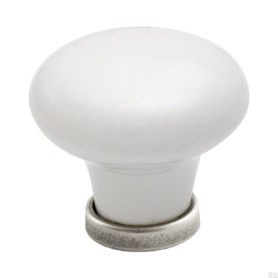 Pomo para mueble 24136 Porcelana plata envejecida